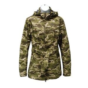 The North Face Womens Hooded Belted Windbreaker Hyvent Jacket, Camouflage